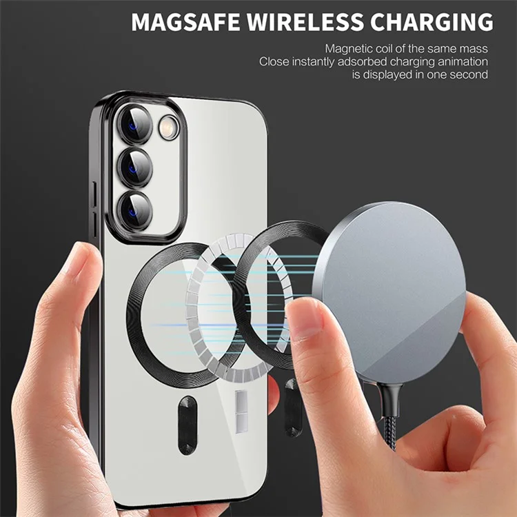 Magnetic Case for Samsung Galaxy S23 Compatible with MagSafe TPU + PC Camera Protection Phone Cover - Brown