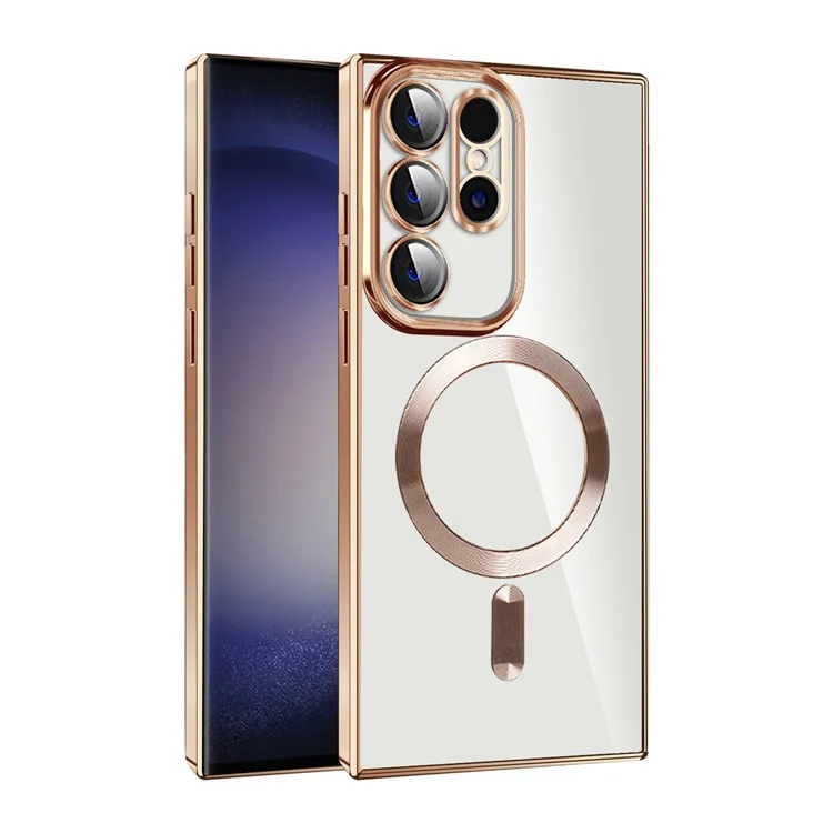 Magnetic Phone Case for Samsung Galaxy S23 Ultra Compatible with MagSafe TPU + PC Drop Protection Cover - Brown