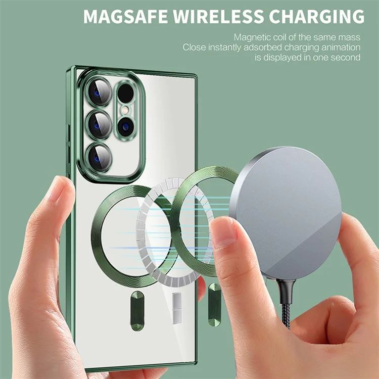 Magnetic Phone Case for Samsung Galaxy S23 Ultra Compatible with MagSafe TPU + PC Drop Protection Cover - Brown