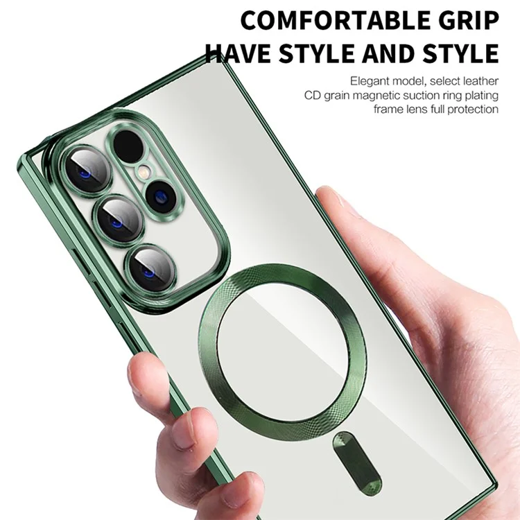 Magnetic Phone Case for Samsung Galaxy S23 Ultra Compatible with MagSafe TPU + PC Drop Protection Cover - Brown