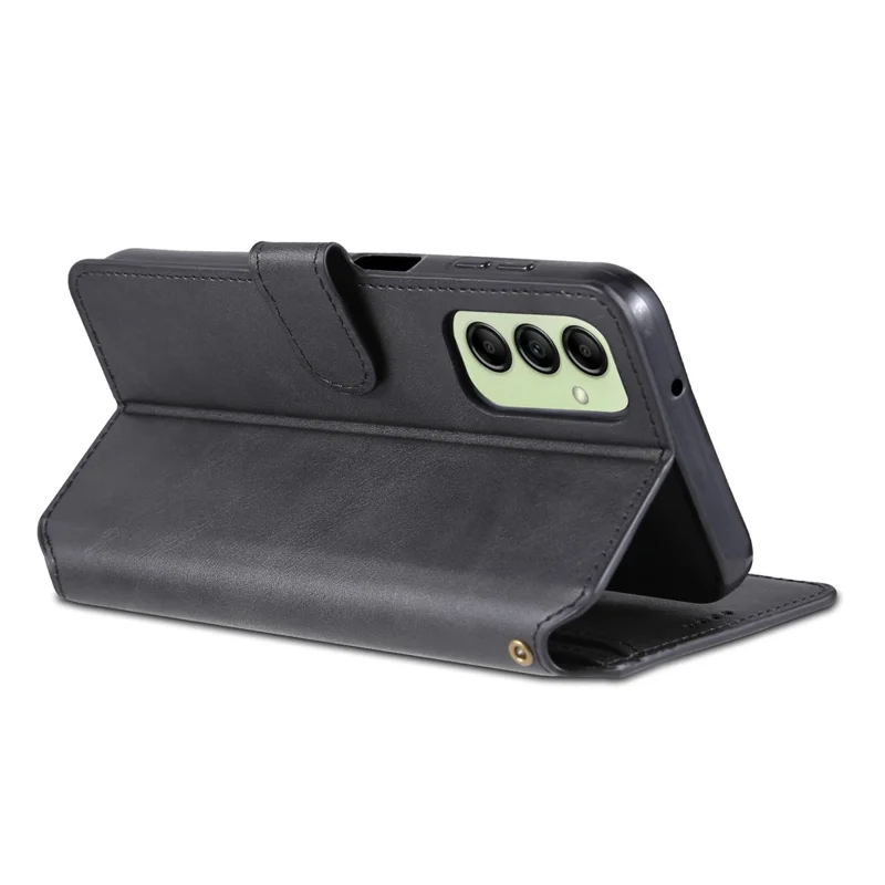AZNS Stootvaste Telefoonhoesje voor Samsung Galaxy A14 5G / A14 4G Kalfstextuur Leren Telefoonportemonnee Hoesje met Stand - Zwart