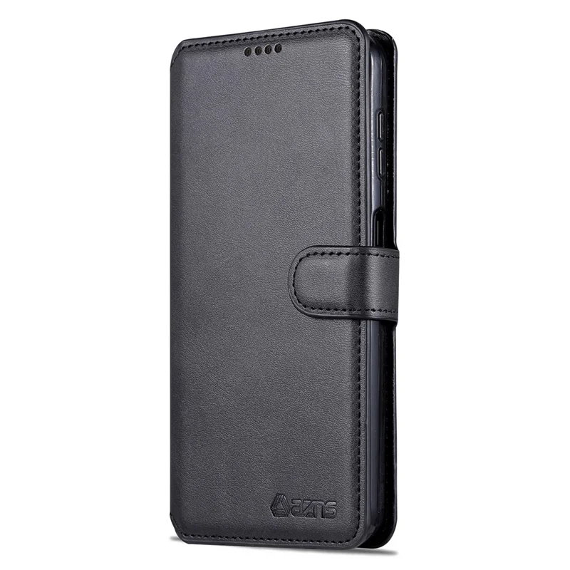 AZNS Stootvaste Telefoonhoesje voor Samsung Galaxy A14 5G / A14 4G Kalfstextuur Leren Telefoonportemonnee Hoesje met Stand - Zwart