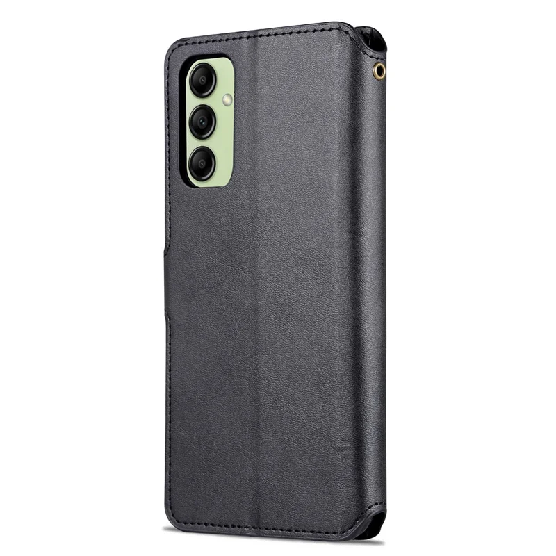 AZNS Stootvaste Telefoonhoesje voor Samsung Galaxy A14 5G / A14 4G Kalfstextuur Leren Telefoonportemonnee Hoesje met Stand - Zwart