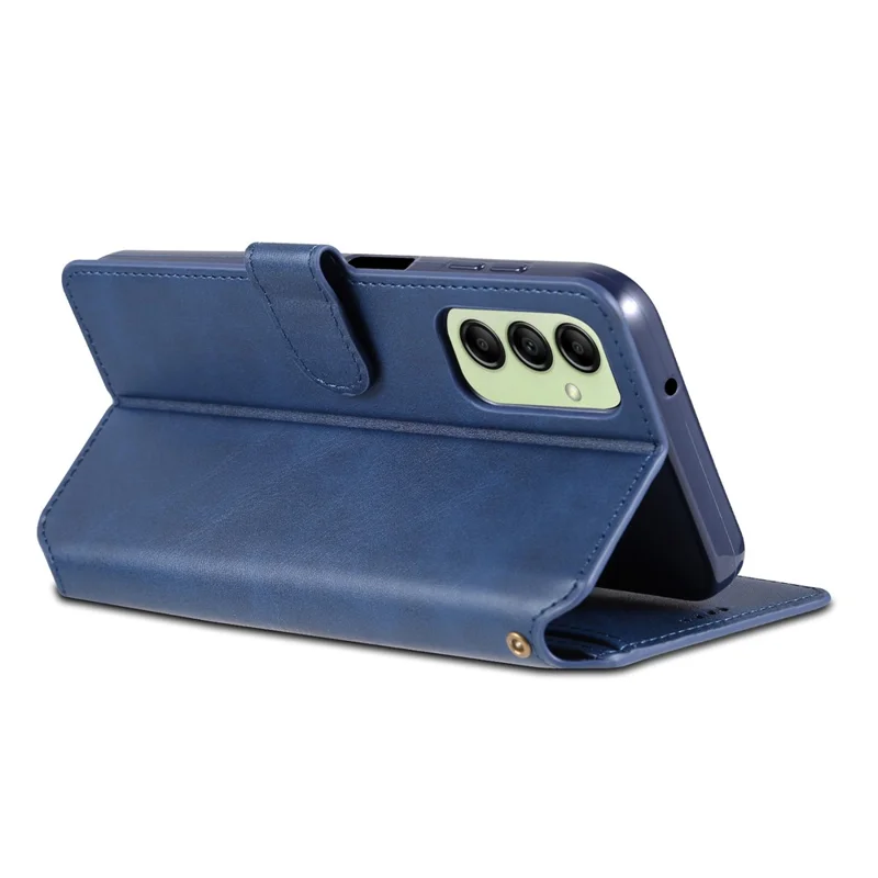 AZNS Drop-proof Phone Case For Samsung Galaxy A14 5G / A14 4G Calf Texture Leather Phone Wallet Cover Stand - Blue