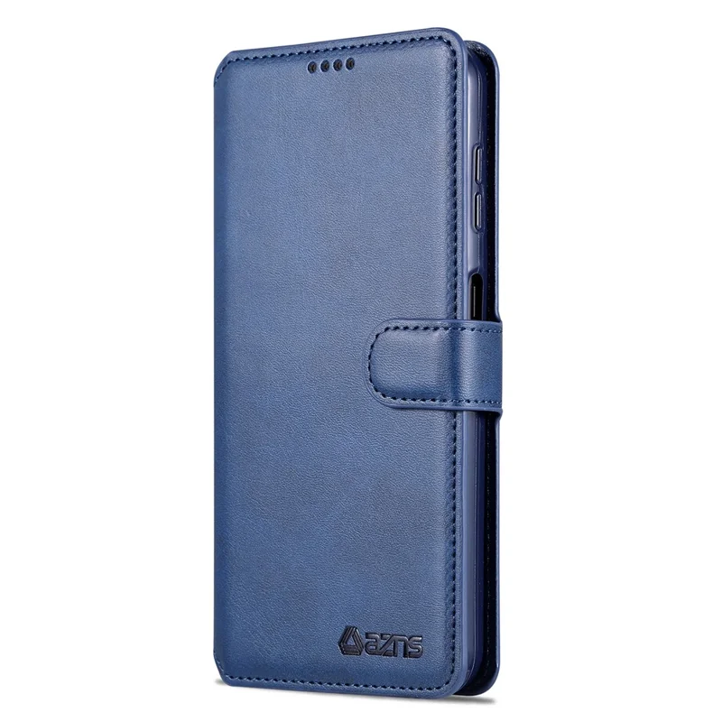 AZNS Drop-proof Phone Case For Samsung Galaxy A14 5G / A14 4G Calf Texture Leather Phone Wallet Cover Stand - Blue