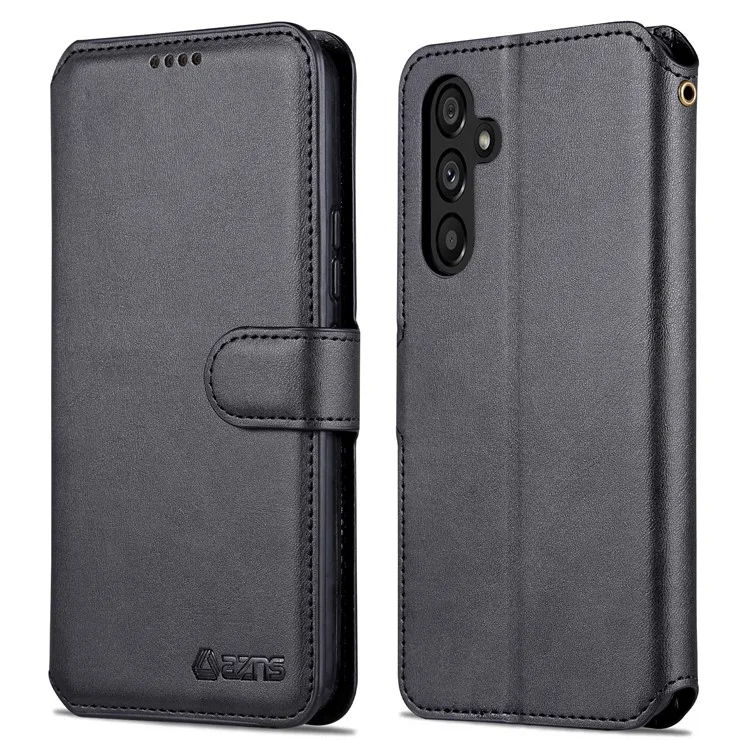 AZNS Für Samsung Galaxy A34 5G Kalbleder Telefon Cover mit Geldbörse Stand Anti-Drop Case - Schwarz