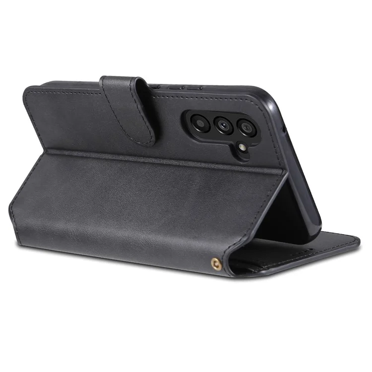 AZNS Für Samsung Galaxy A34 5G Kalbleder Telefon Cover mit Geldbörse Stand Anti-Drop Case - Schwarz