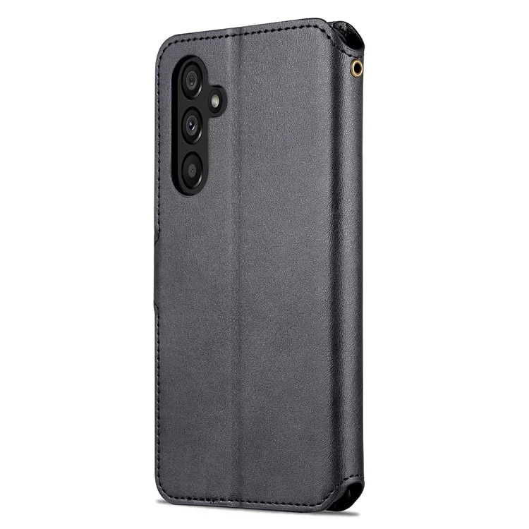 AZNS Für Samsung Galaxy A34 5G Kalbleder Telefon Cover mit Geldbörse Stand Anti-Drop Case - Schwarz