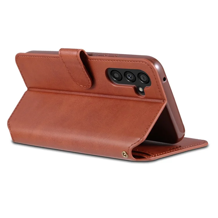 AZNS For Samsung Galaxy A34 5G Calf Texture Leather Phone Cover with Wallet Stand Anti-drop Case - Brown