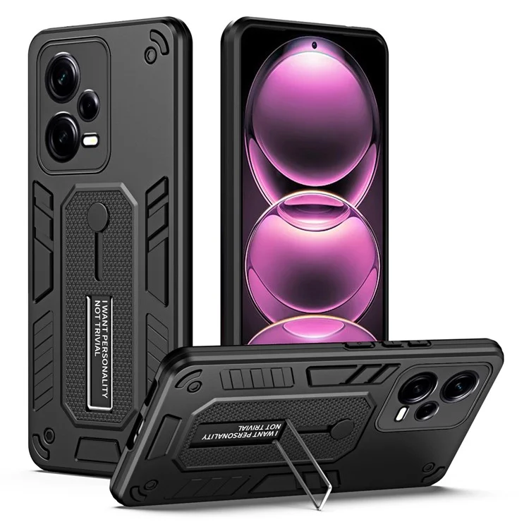 Pour Xiaomi Redmi Note 12 Pro 5G Téléphone Étui de protection avec support PC+TPU - Noir