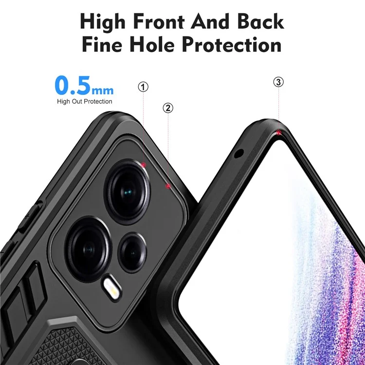 Pour Xiaomi Redmi Note 12 Pro 5G Téléphone Étui de protection avec support PC+TPU - Noir