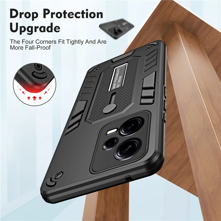 Pour Xiaomi Redmi Note 12 Pro 5G Téléphone Étui de protection avec support PC+TPU - Noir