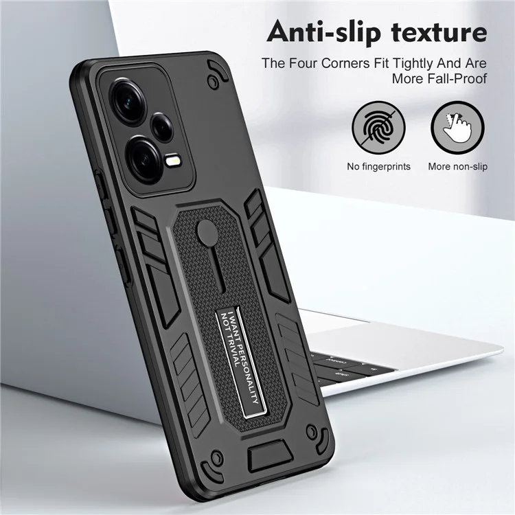 Pour Xiaomi Redmi Note 12 Pro 5G Téléphone Étui de protection avec support PC+TPU - Noir