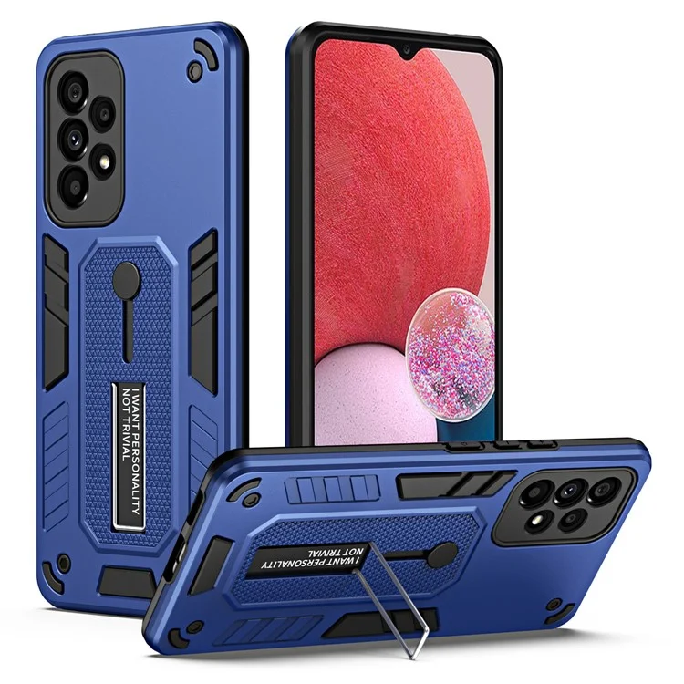 Shockproof Phone Case Kickstand For Samsung Galaxy A13 4G , PC + TPU Non-slip Smartphone Cover - Blue