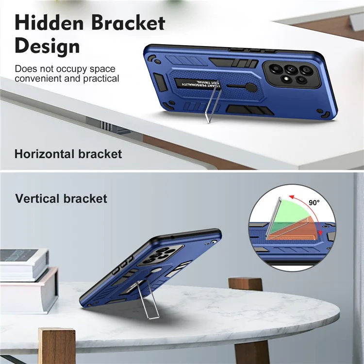 Shockproof Phone Case Kickstand For Samsung Galaxy A13 4G , PC + TPU Non-slip Smartphone Cover - Blue