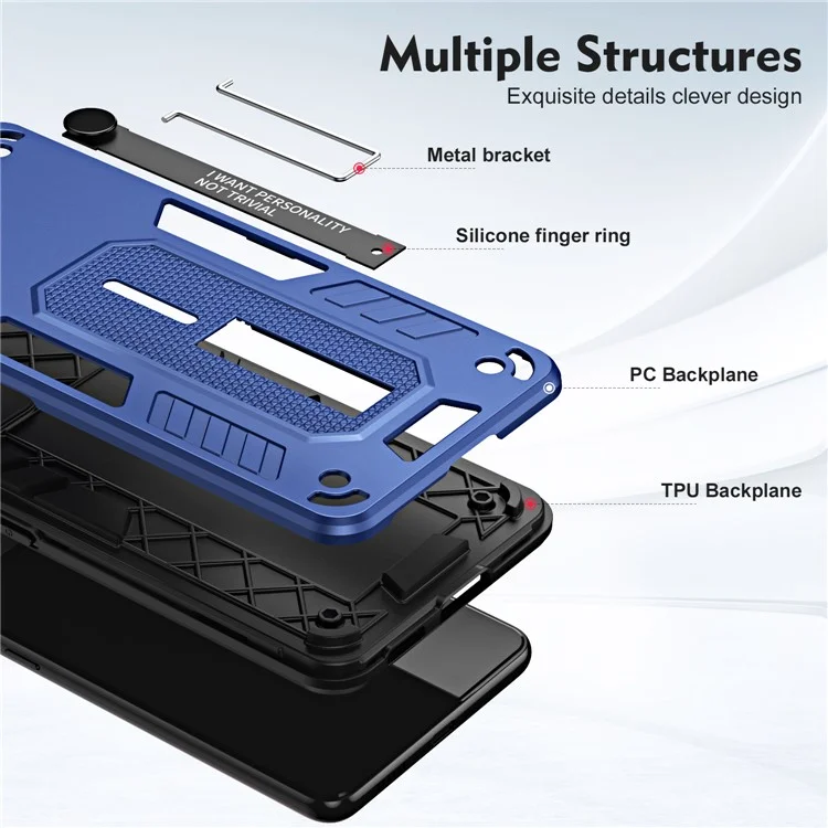 Shockproof Phone Case Kickstand For Samsung Galaxy A13 4G , PC + TPU Non-slip Smartphone Cover - Blue