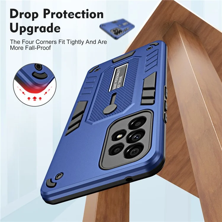 Shockproof Phone Case Kickstand For Samsung Galaxy A13 4G , PC + TPU Non-slip Smartphone Cover - Blue