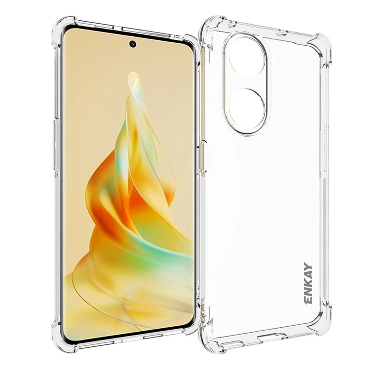 ENKAY HAT PRINCE Para Oppo Reno8 T 5G / A1 Pro 5G Capa de Telefone TPU Transparente com Tira Anti-deslizante na Borda