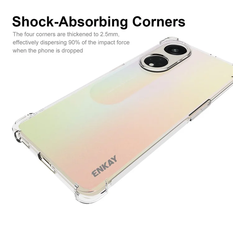 ENKAY HAT PRINCE Para Oppo Reno8 T 5G / A1 Pro 5G Capa de Telefone TPU Transparente com Tira Anti-deslizante na Borda
