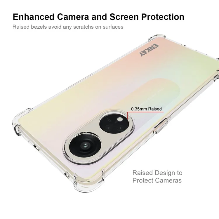 ENKAY HAT PRINCE Para Oppo Reno8 T 5G / A1 Pro 5G Capa de Telefone TPU Transparente com Tira Anti-deslizante na Borda