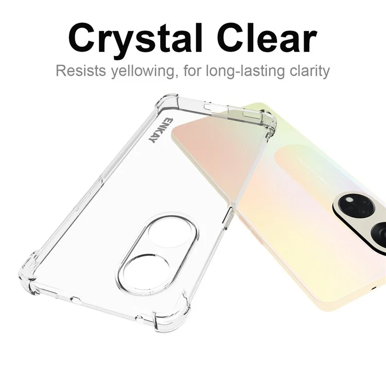 ENKAY HAT PRINCE Para Oppo Reno8 T 5G / A1 Pro 5G Capa de Telefone TPU Transparente com Tira Anti-deslizante na Borda