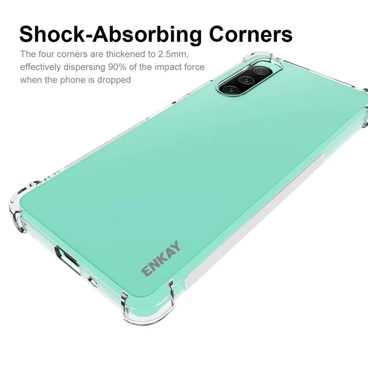 ENKAY HAT PRINCE Phone Case for Sony Xperia 10 V Clear TPU Phone Cover with Anti-slip Strip Edge