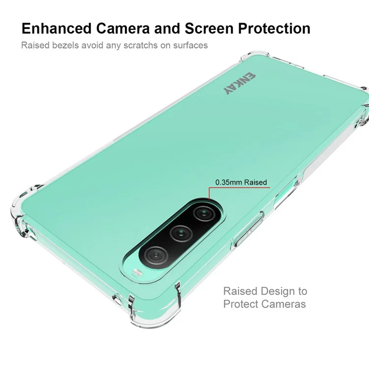 ENKAY HAT PRINCE Phone Case for Sony Xperia 10 V Clear TPU Phone Cover with Anti-slip Strip Edge
