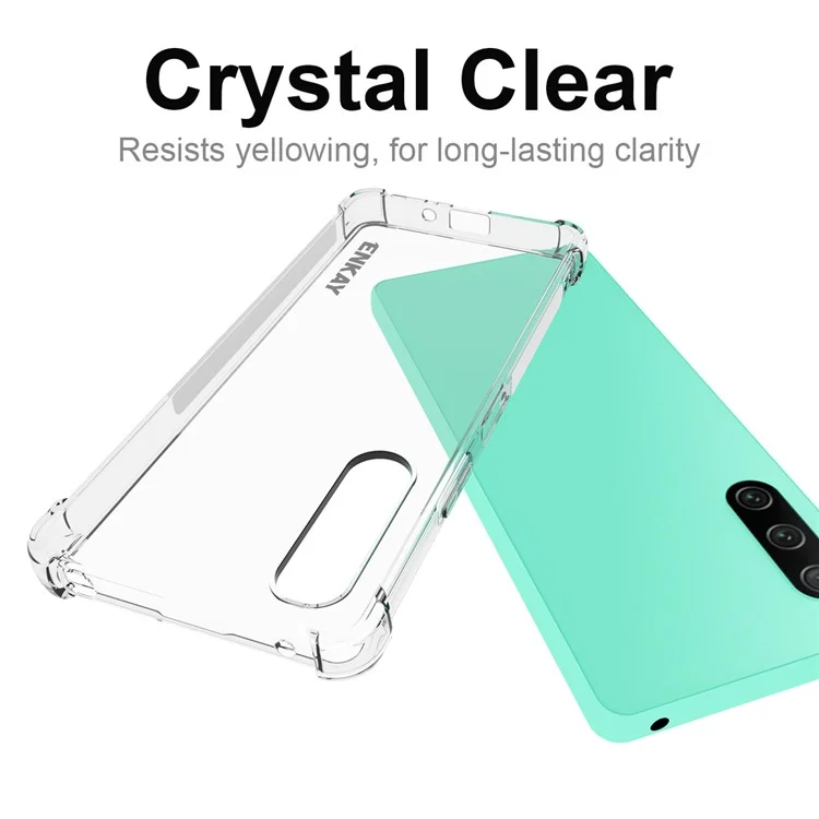 ENKAY HAT PRINCE Phone Case for Sony Xperia 10 V Clear TPU Phone Cover with Anti-slip Strip Edge
