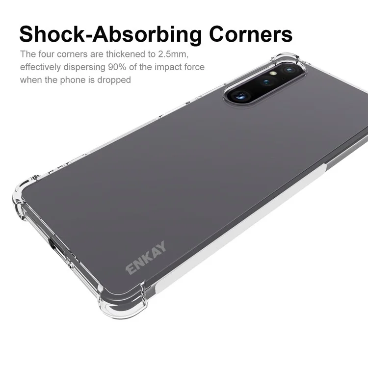 ENKAY HAT PRINCE For Sony Xperia 1 V Phone Case Anti-slip Strip Edge Drop-proof TPU Clear Phone Cover