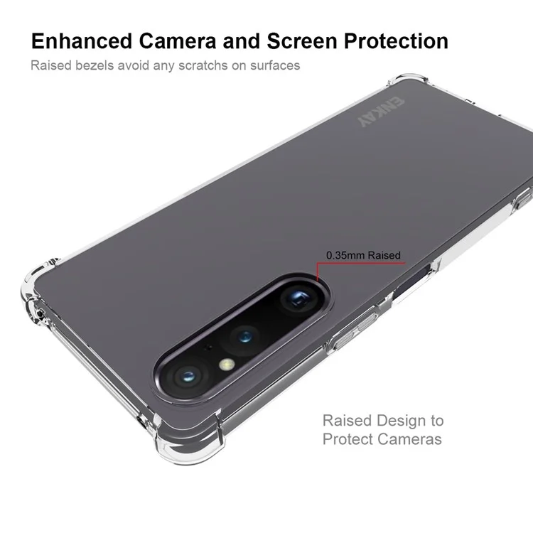 ENKAY HAT PRINCE For Sony Xperia 1 V Phone Case Anti-slip Strip Edge Drop-proof TPU Clear Phone Cover