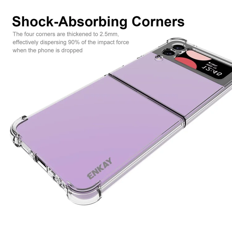 ENKAY HAT PRINCE For Samsung Galaxy Z Flip4 5G Shockproof Phone Case Anti-slip Strip Edge Clear TPU Cover