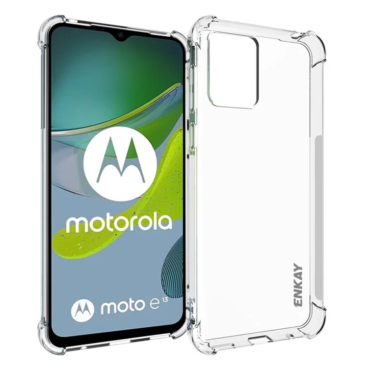 ENKAY HAT PRINCE Ultra Clear Phone Case für Motorola Moto E13 4G Anti-Rutsch-Streifen stoßfeste TPU-Abdeckung