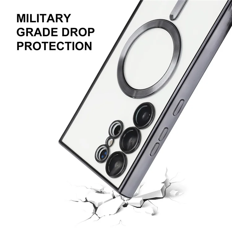 ENKAY HAT PRINCE For Samsung Galaxy S22 Ultra 5G Magnetic TPU Phone Case Electroplating Edge Camera Protection Cover Compatible with Magsafe - Black