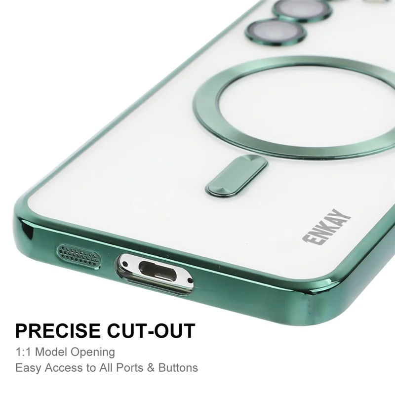 ENKAY HAT PRINCE For Samsung Galaxy S23 Electroplating Edge Camera Protection Back Cover Magnetic TPU Phone Case Compatible with Magsafe - Green