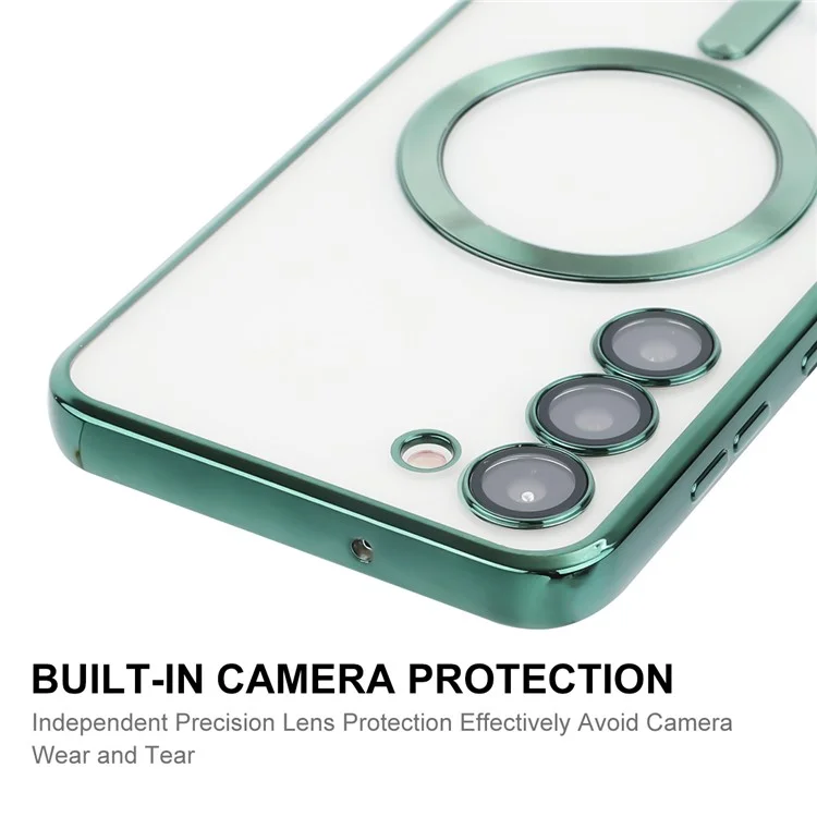ENKAY HAT PRINCE For Samsung Galaxy S23+ Magnetic Phone Case Electroplating Clear Phone TPU Cover Lens Protection - Green