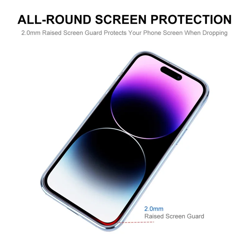 ENKAY HAT PRINCE For iPhone 14 Pro Max TPU Clear Phone Case Electroplating Magnetic Phone Cover with Lens Protection - Baby Blue