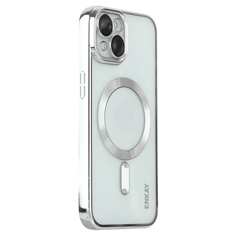 ENKAY HAT PRINCE Magnetic Phone Case for iPhone 13 Lens Protection Electroplating TPU Transparent Cover - Silver