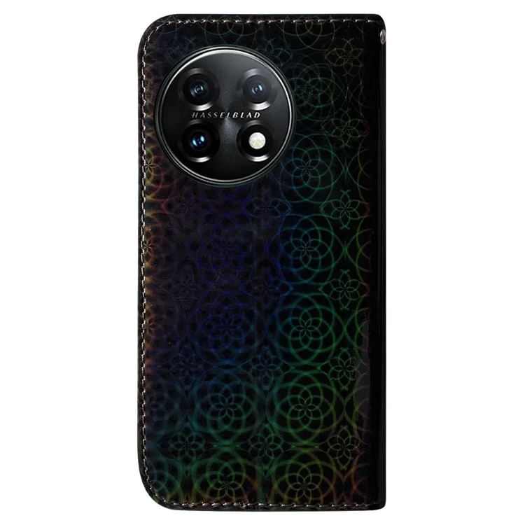 Per OnePlus 11 5G Custodia per telefono a prova di caduta Motivo a fiori scintillanti Portafoglio Stand Custodia in pelle PU - Nero