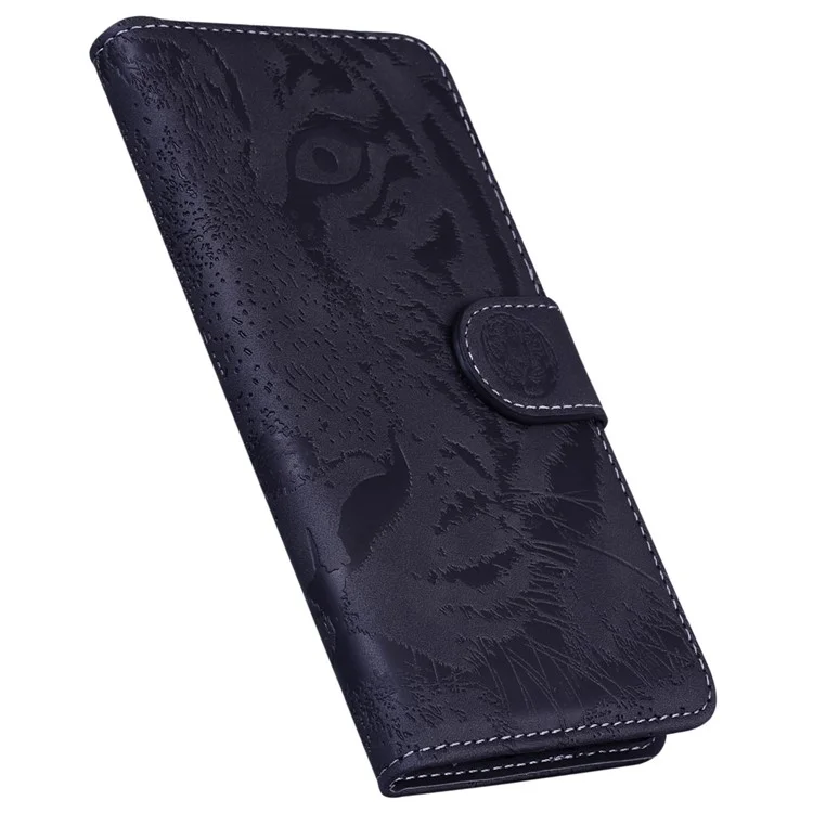 For OnePlus 11 5G Tiger Imprinted Cell Phone Cover PU Leather Wallet Stand Protective Phone Case - Black