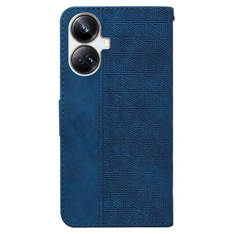 Protective Phone Case For Realme 10 Pro+ 5G , Stand Imprinted Leather Cell Phone Cover Wallet - Blue
