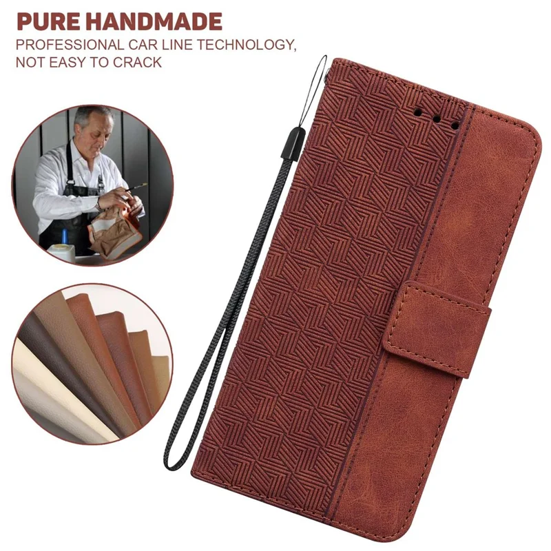 Protective Phone Case For Realme 10 Pro+ 5G , Stand Imprinted Leather Cell Phone Cover Wallet - Brown
