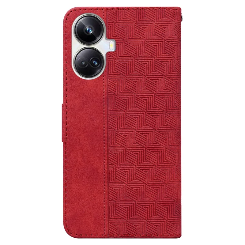 Protective Phone Case For Realme 10 Pro+ 5G , Stand Imprinted Leather Cell Phone Cover Wallet - Red