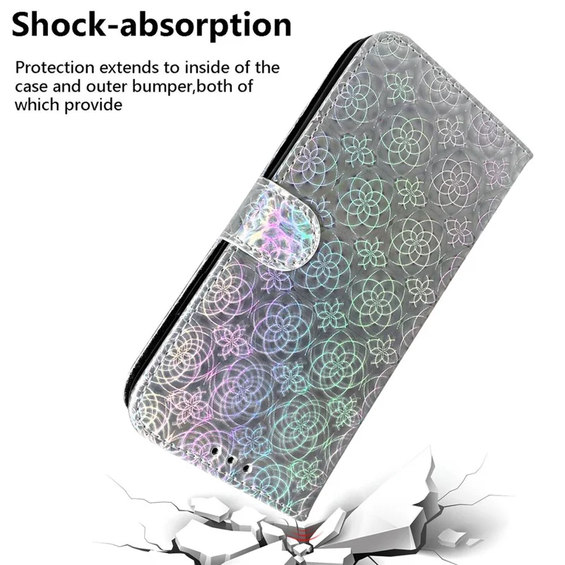 Pour Realme 10 Pro+ 5G Dazzling Flower Pattern PU Leather Wallet Phone Case Anti-drop Stand Cover - Grey