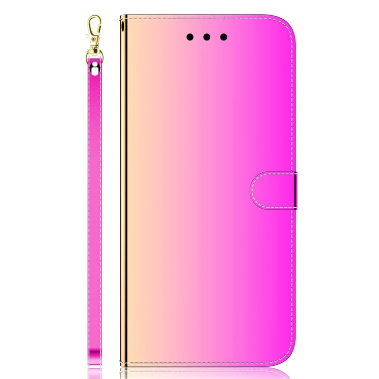 Anti-fall Phone Case For Honor 80 SE 5G , Mirror-like Surface Stand Wallet PU Leather Phone Cover - Rose
