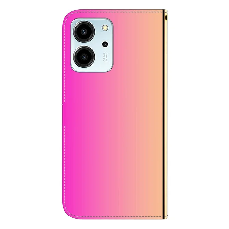 Anti-fall Phone Case For Honor 80 SE 5G , Mirror-like Surface Stand Wallet PU Leather Phone Cover - Rose