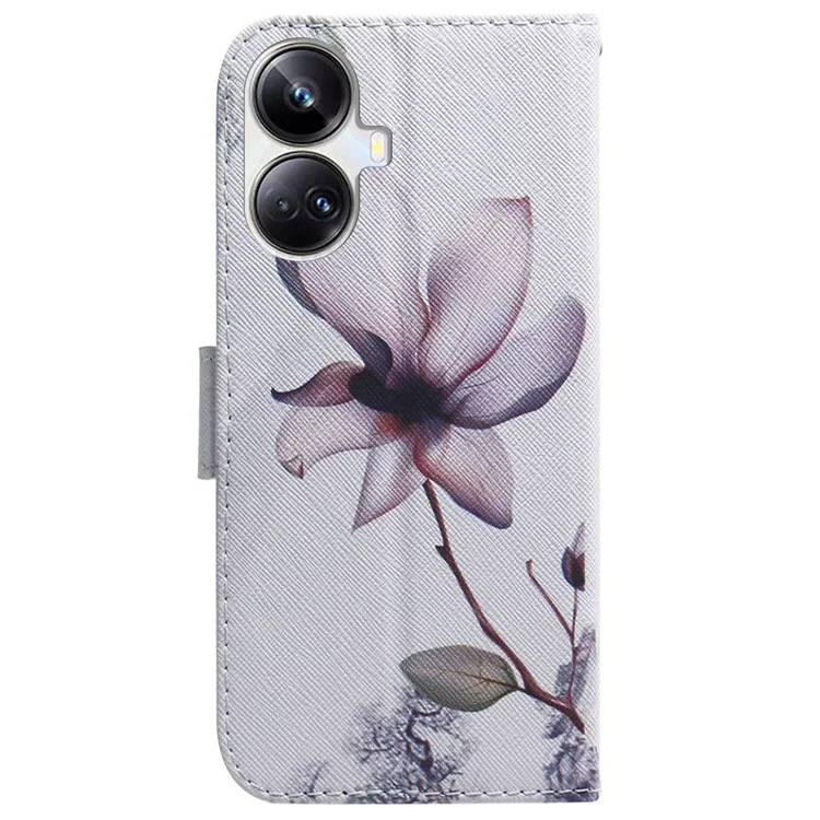 Per Realme 10 Pro+ 5G Custodia in pelle PU Wallet Phone Case Stampa a motivi Supporto Copertura Shell - Fiore rosa