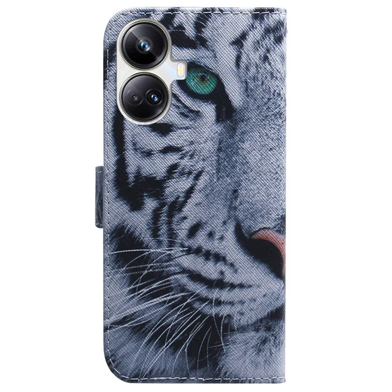 For Realme 10 Pro+ 5G PU Leather Wallet Phone Case Pattern Printing Stand Cover Shell - Tiger Head