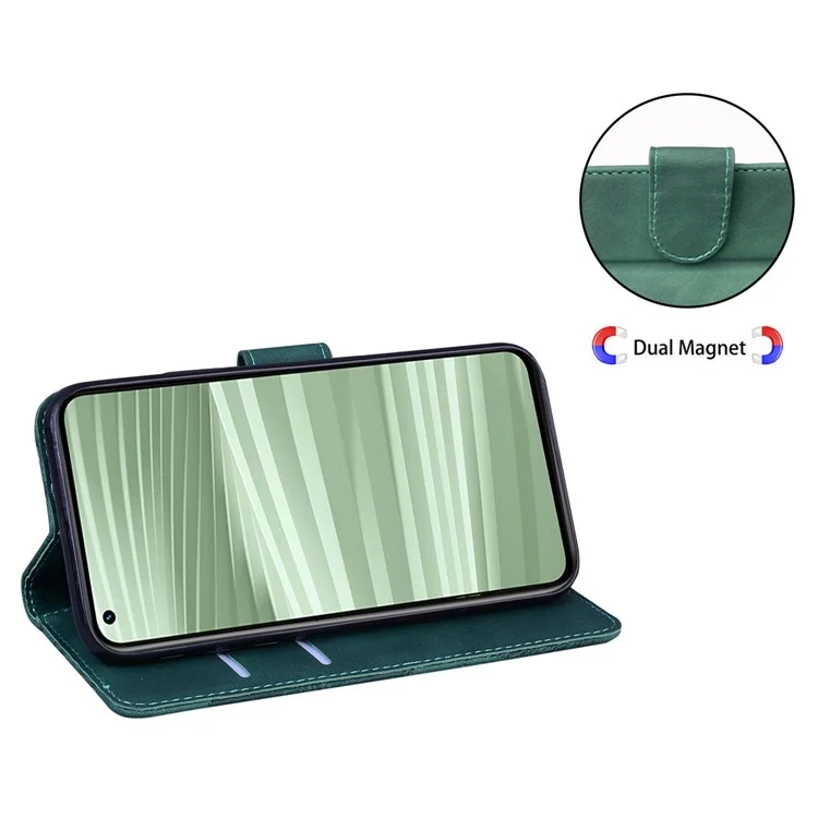 Для Realme 10 Pro+ 5G Butterfly Printing Phone Stand Cover Leather Wallet Shockproof Case - Green