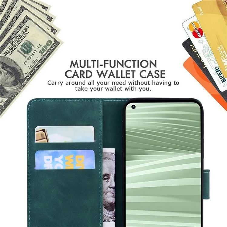 Для Realme 10 Pro+ 5G Butterfly Printing Phone Stand Cover Leather Wallet Shockproof Case - Green