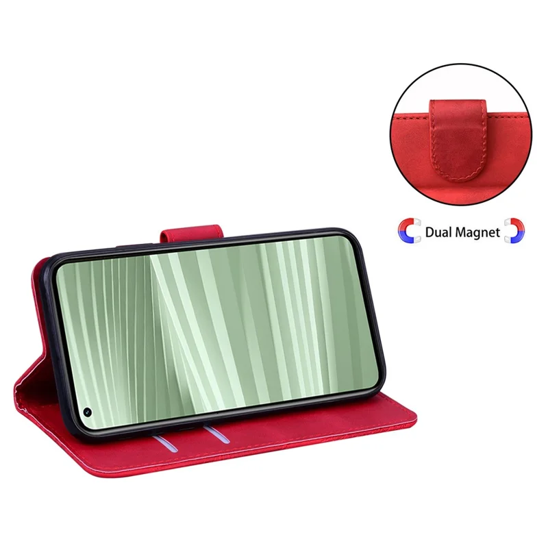 For Realme 10 Pro+ 5G Butterfly Printing Phone Stand Cover Leather Wallet Shockproof Case - Red